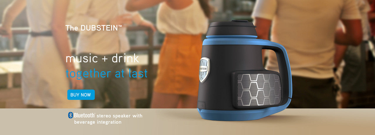 The DubSTEIN™ Bluetooth® splashproof stereo speaker with beverage integration.